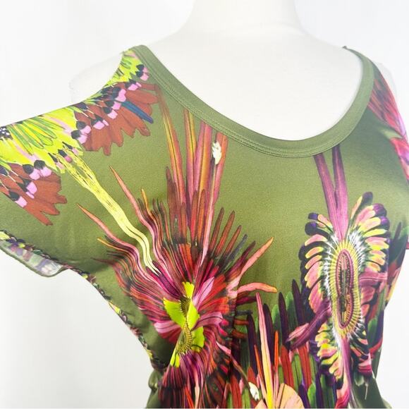 Jean Paul Gaultier Soleil Women’s Small Green Floral Printed Cold Shoulder Top - Picture 4 of 10